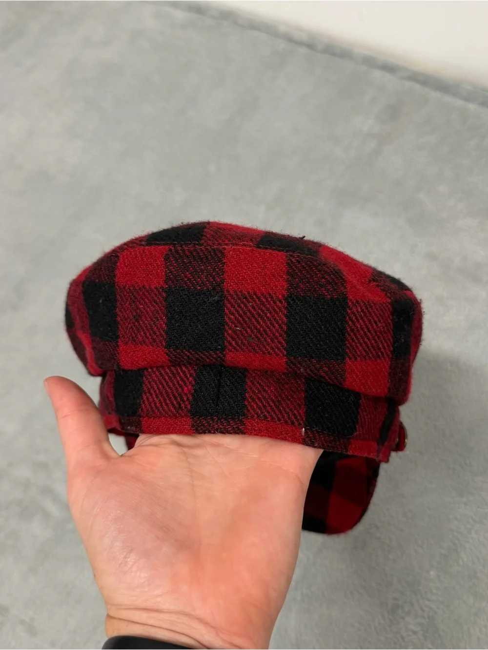 Y2K Fox Racing Buffalo Plaid Cadet Hat Cap Red Black Wool Blend L/XL
